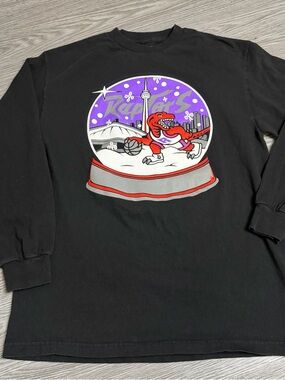 OVO Black Long Sleeve Raptors Snow Globe Graphic Tee